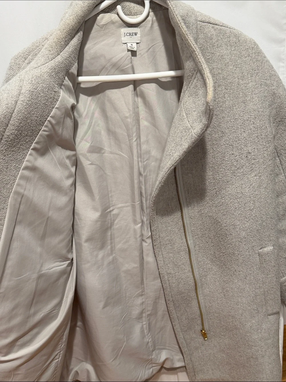 J. Crew Light Gray Wool-Blend Stand Collar Pea Coat - Picture 8 of 9